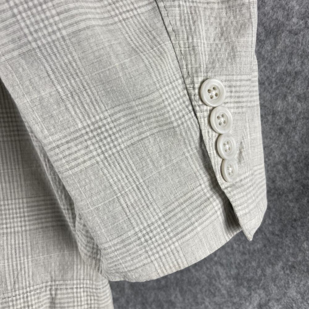 Kroon Seersucker Blazer Mens 48R Gray Glen Check Cotton Linen Unstructured - Picture 15 of 16